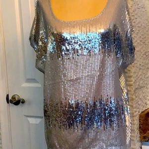 INC. SILVER SEQUIN TOP